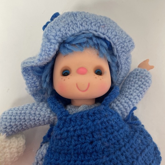 Vintage Strawberry Shortcake Blueberry Muffin Doll Crochet Outfit Blue 10 Inch - Picture 4 of 7